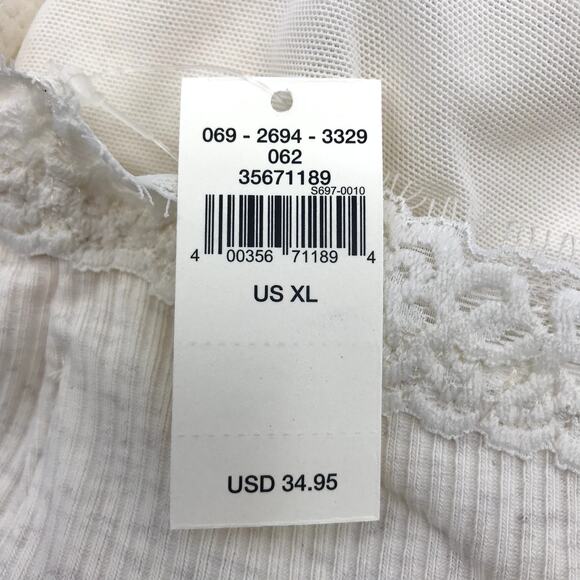 Aerie Rib Eyelash Lace Trim Longline Bralette XL Heather Frost Cream Stretch NWT - Picture 4 of 6